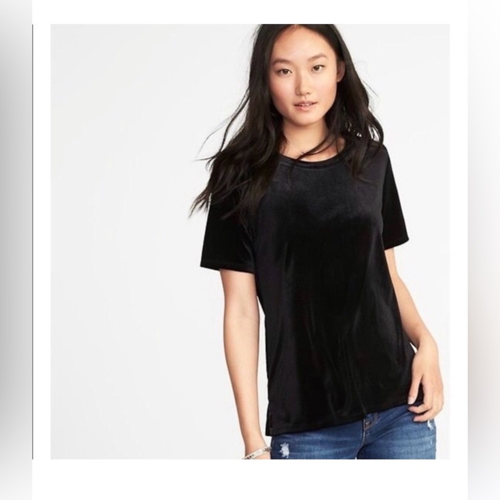 Old Navy Boyfriend Black Velvet Top